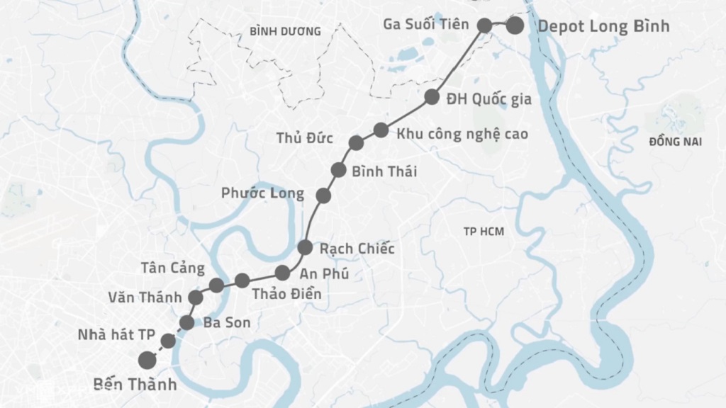 các trạm dừng tuyến Metro số 1 Bên Thành Suối Tiên
