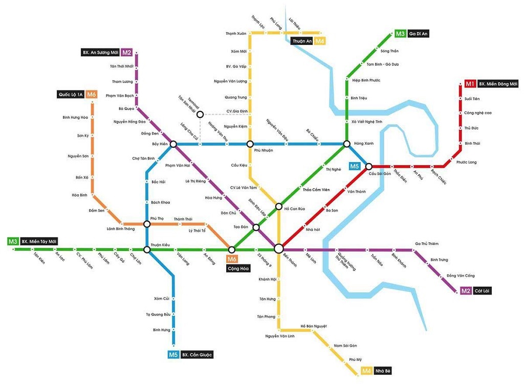 mạng lưới các tuyến Metro tại Thành phố Hồ Chí Minh